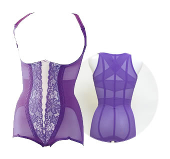 リリークロスサポートスーツ（紫/白サテン）